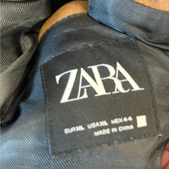 Zara Men’s Faux Suede Brown Button Down Jacket Size XL - Picture 6 of 8